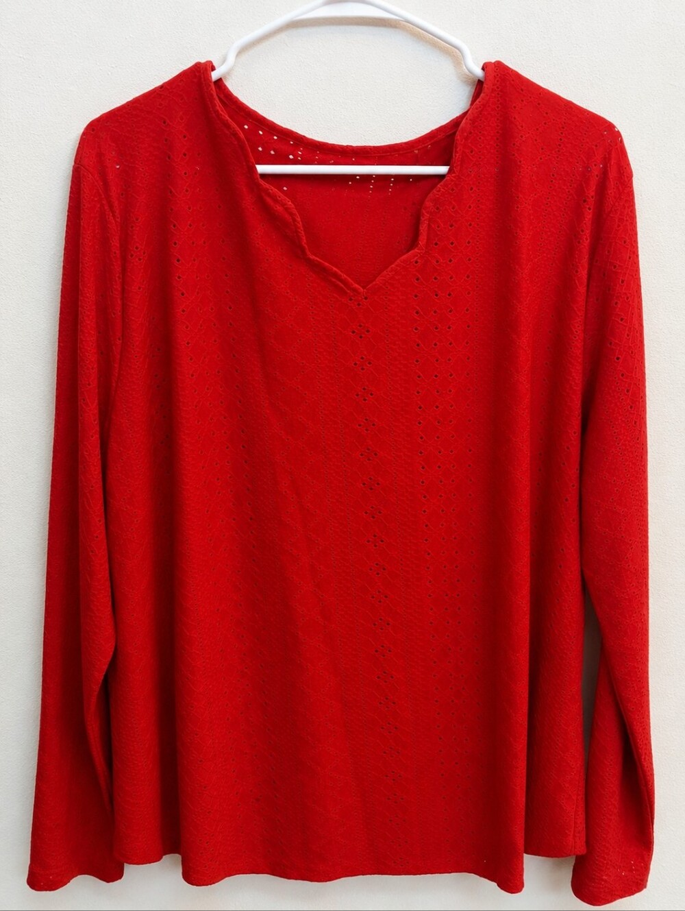 Women's Red Knit Long-Sleeve Sweater